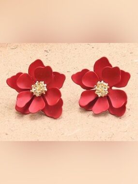 Red Floral Earrings